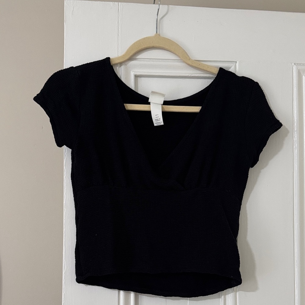 H&M Black V-Neck Blouse